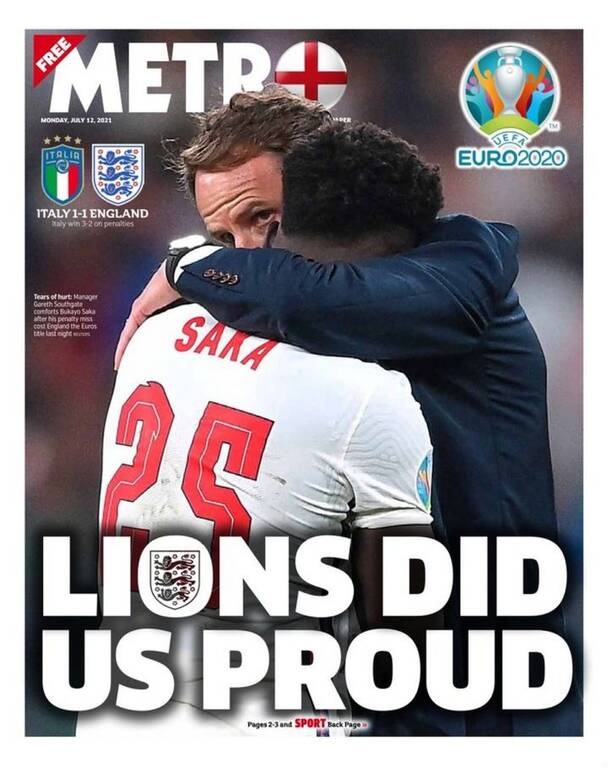 Euro 2020: Τα σχόλια του αγγλικού Τύπου - «Ψηλά το κεφάλι» γράφουν οι Άγγλοι (photos)