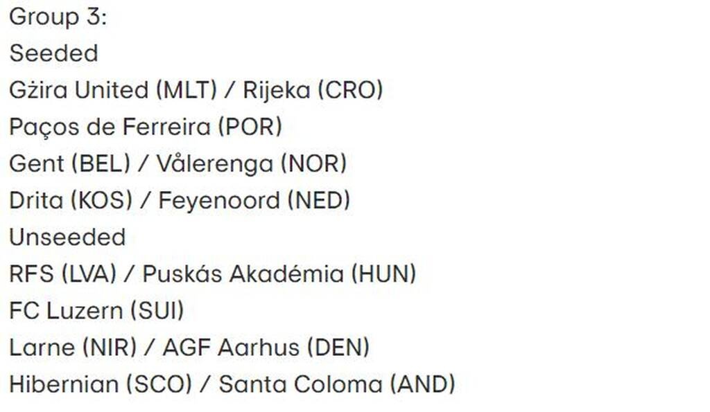 Conference League: Αυτοί είναι οι πιθανοί αντίπαλοι για ΠΑΟΚ, ΑΕΚ και Άρη - Τα γκρουπ της UEFA