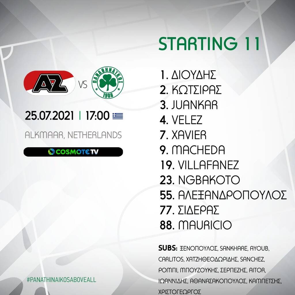 Παναθηναϊκός: Η ενδεκάδα του φιλικού με την Άλκμααρ
