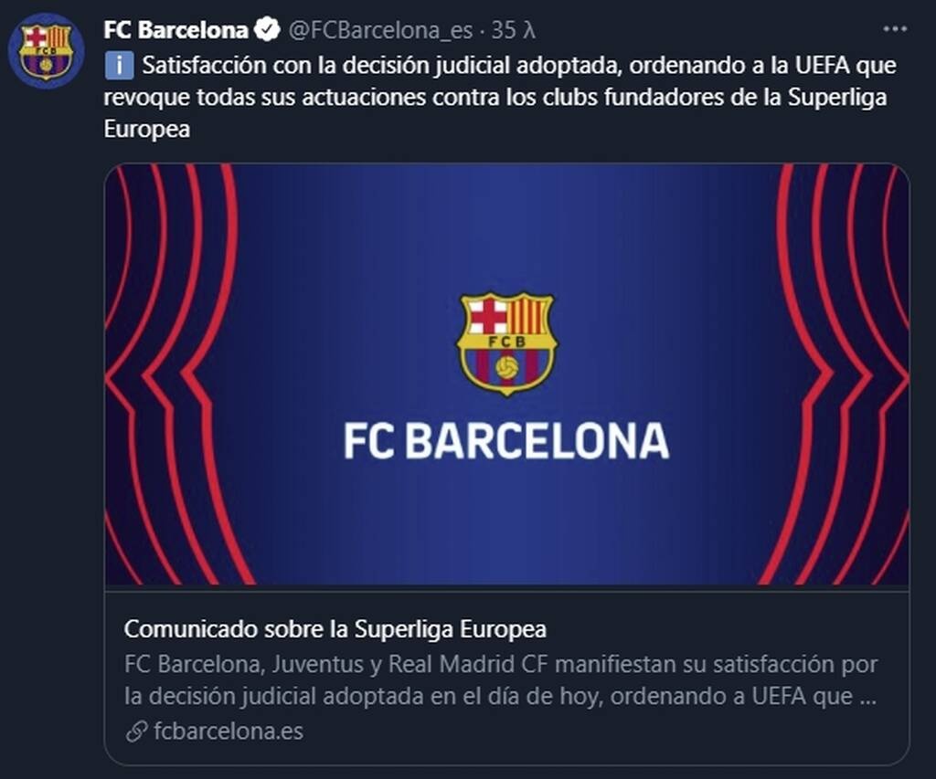 European Super League: «Νίκη» των Μπαρτσελόνα, Ρεάλ και Γιουβέντους κατά της UEFA