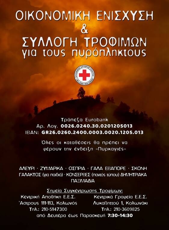 ΕΣΑΚΕ: Συμμετέχει στο κάλεσμα του Ερυθρού Σταυρού για την ενίσχυση των πυρόπληκτων