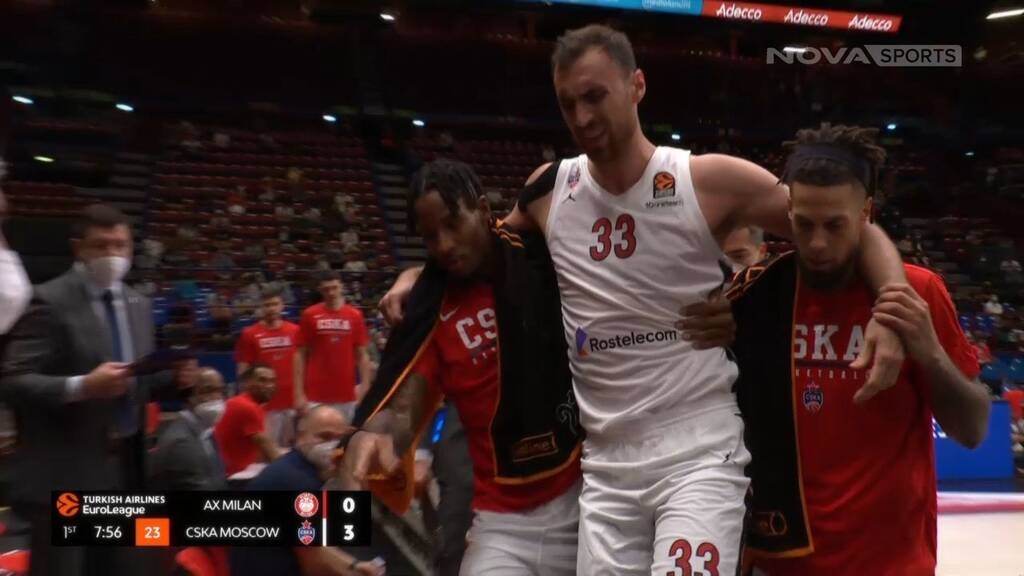 ΤΣΣΚΑ: Τρομακτικός τραυματισμός για τον Μιλουτίνοφ - Αποχώρησε υποβασταζόμενος (video)