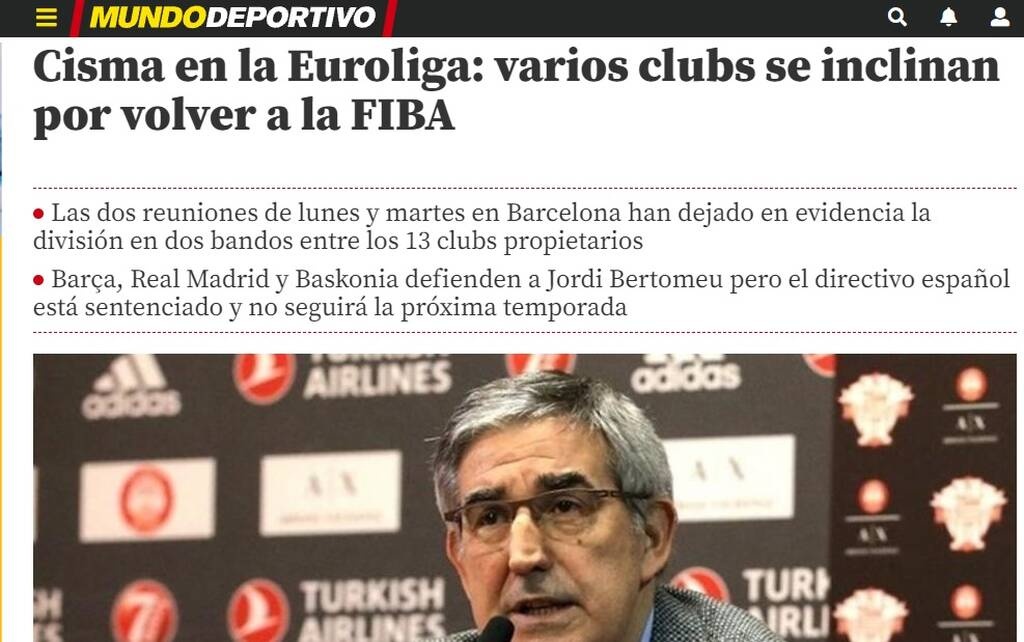 Euroleague: Σε πανικό οι Ισπανοί και ο Μπερτομέου μετά την αποπομπή του (photo)