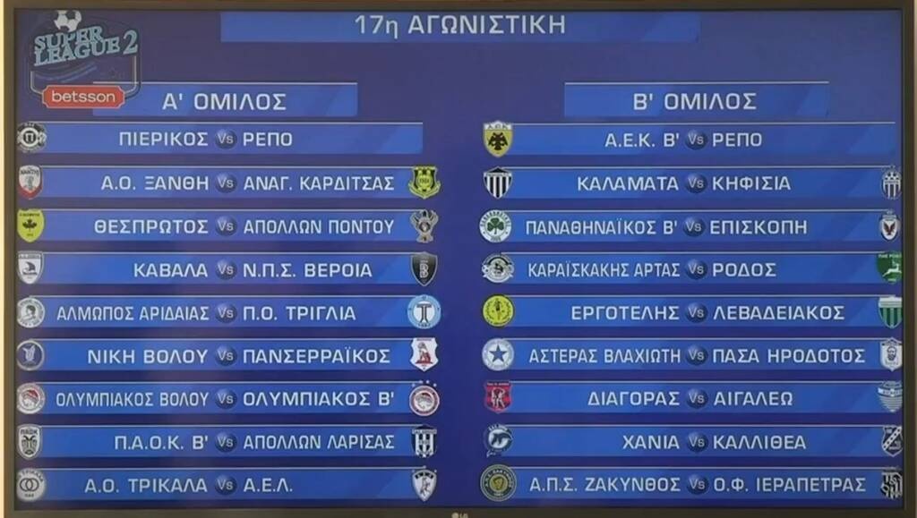SL2: Πρεμιέρα με ντέρμπι Ολυμπιακός Β’-ΠΑΟΚ Β’ - Όλο το πρόγραμμα