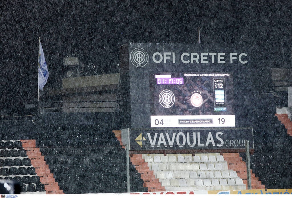 ΟΦΗ-Ολυμπιακός: Άνοιξαν οι ουρανοί στην Κρήτη πριν το ματς (photos)