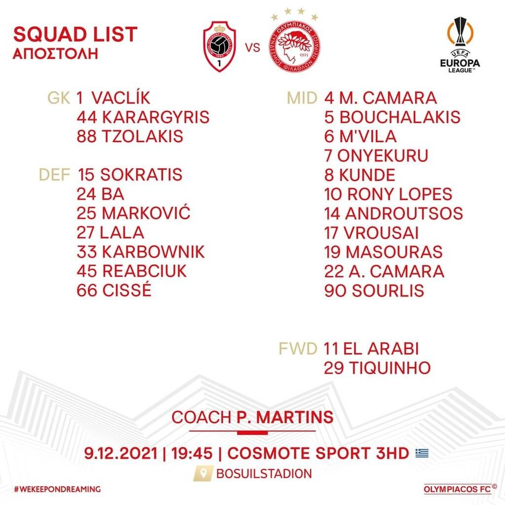 Ολυμπιακός: Χωρίς Βαλμπουενά κόντρα στην Αντβέρπ - Η αποστολή του Μαρτίνς (photos)
