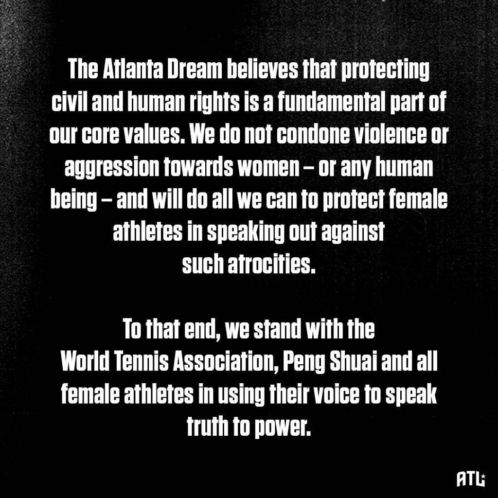 Τένις: Ανακοίνωση υπέρ της Σουάι Πενγκ εξέδωσαν οι Ατλάντα Ντριμ (photo)