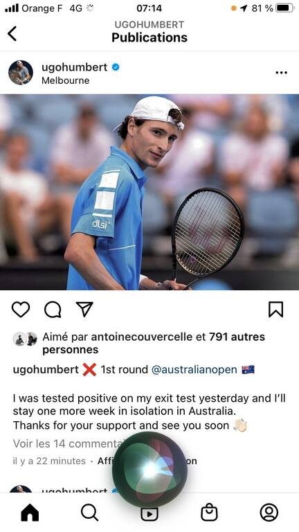 Australian Open: Θετικός στον κορονοϊό βρέθηκε ο Ούγκο Ουμπέρτ μετά τον αγώνα του με τον Γκασκέ(pic)