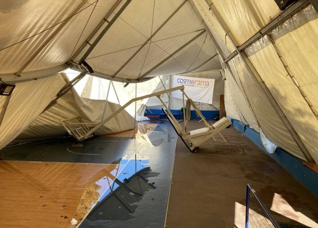 Πανιώνιος: Καταστράφηκε το γήπεδο μπάσκετ από την κακοκαιρία «Ελπίδα» (photos)