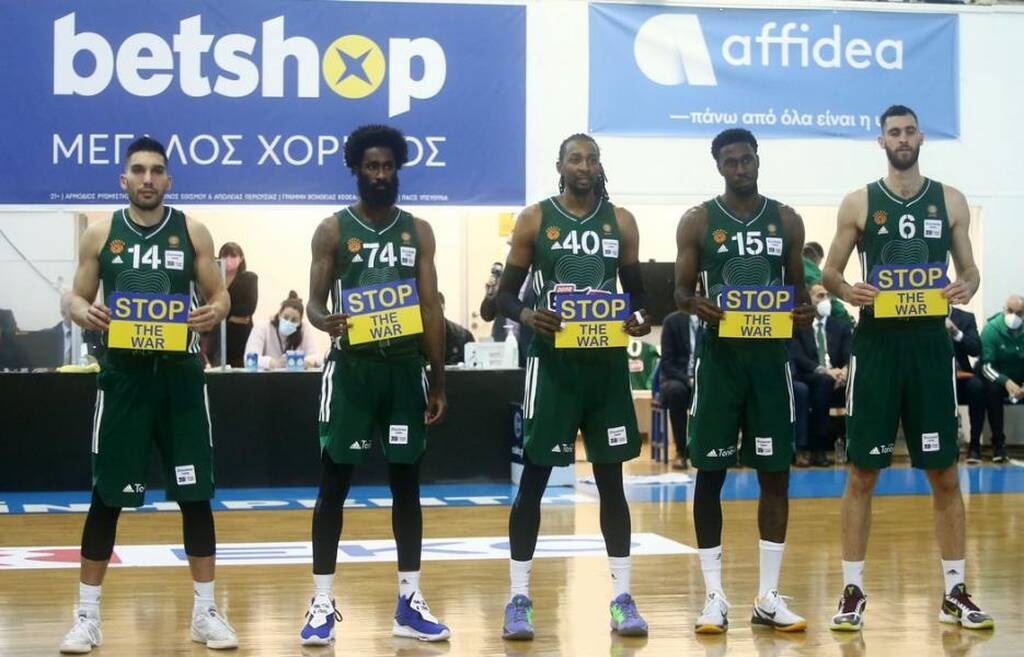 Ιωνικός-Παναθηναϊκός ΟΠΑΠ: Μήνυμα κατά του πολέμου πριν από το τζάμπολ (photos)