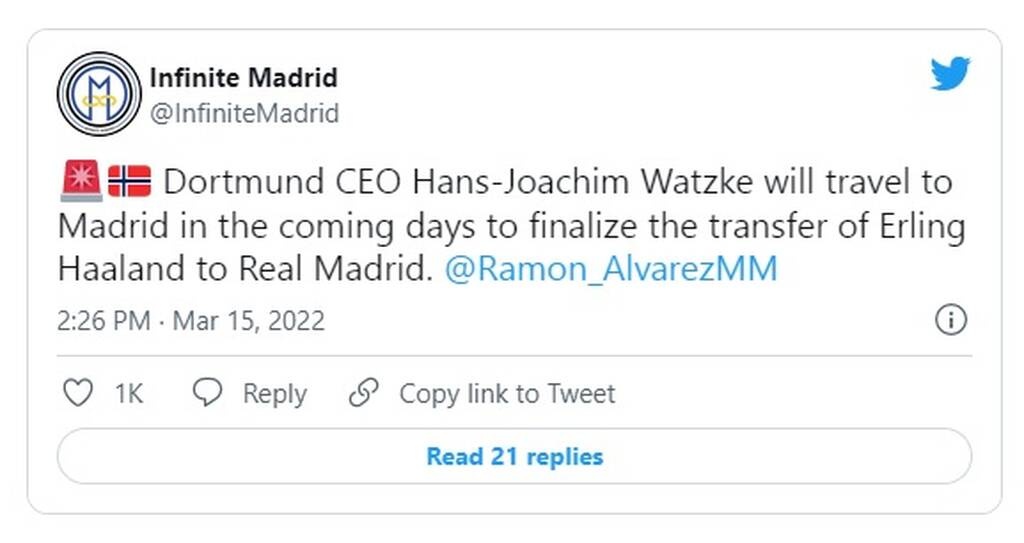 Ρεάλ Μαδρίτης: «Στην Ισπανία άνθρωπος της Ντόρτμουντ για να τελειώσει τη μεταγραφή Χάλαντ» (photo)