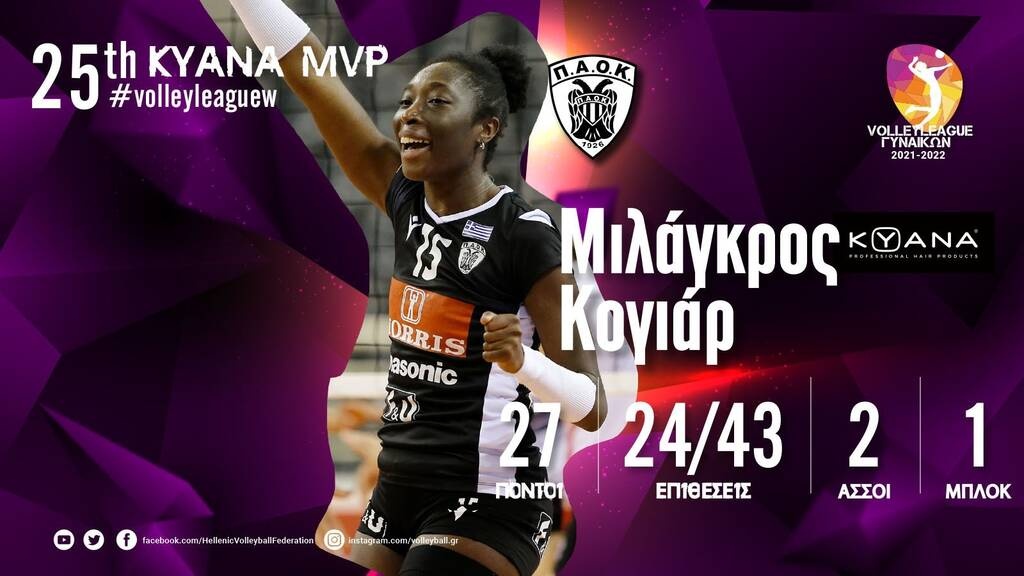 Volley League γυναικών - Η Μιλάγκρος Κογιάρ MVP: «Ο ΠΑΟΚ έχει κίνητρο για τα πλέι-οφ»