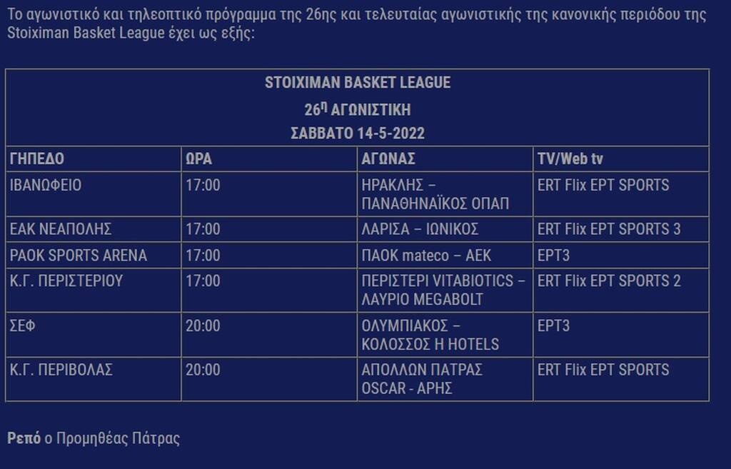 Basket League: Το πρόγραμμα της τελευταίας αγωνιστικής (pic)