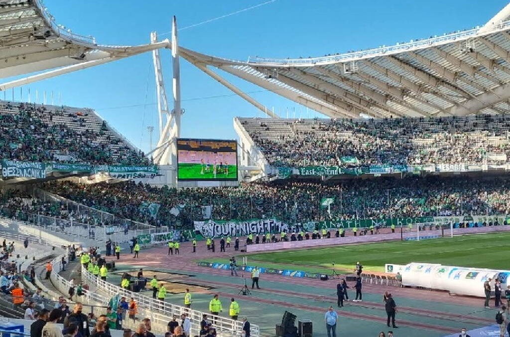 Τελικός Κυπέλλου Παναθηναϊκός-ΠΑΟΚ: Πανό στις εξέδρες, ΜΑΤ στο γήπεδο (photos)