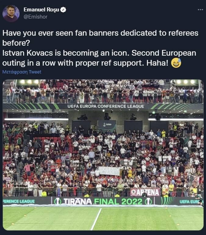 Ρόμα-Φέγενορντ: Απίστευτη αποθέωση στον διαιτητή - Σηκώθηκε πανό στις εξέδρες