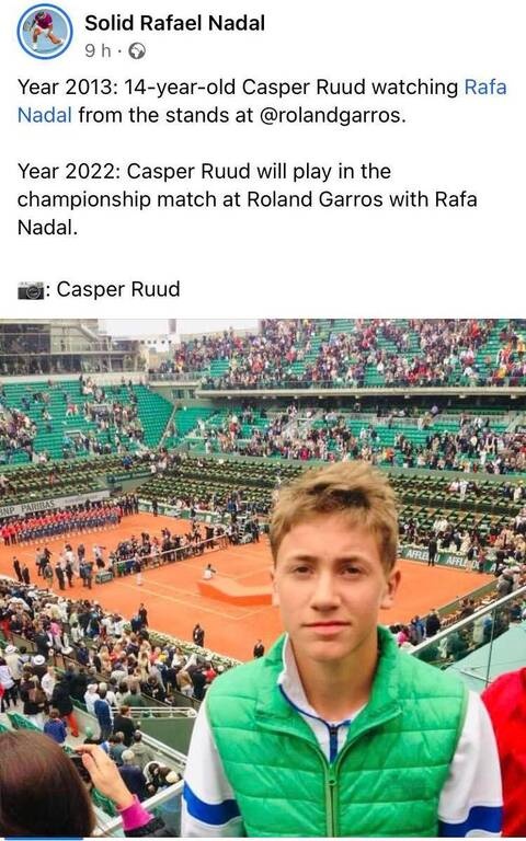 Τελικός Roland Garros: Επική φωτογραφία του 14χρονου Ρούουντ με τον Ναδάλ να σηκώνει την Κούπα -Twitter: Roland-Garros / Casper Ruud