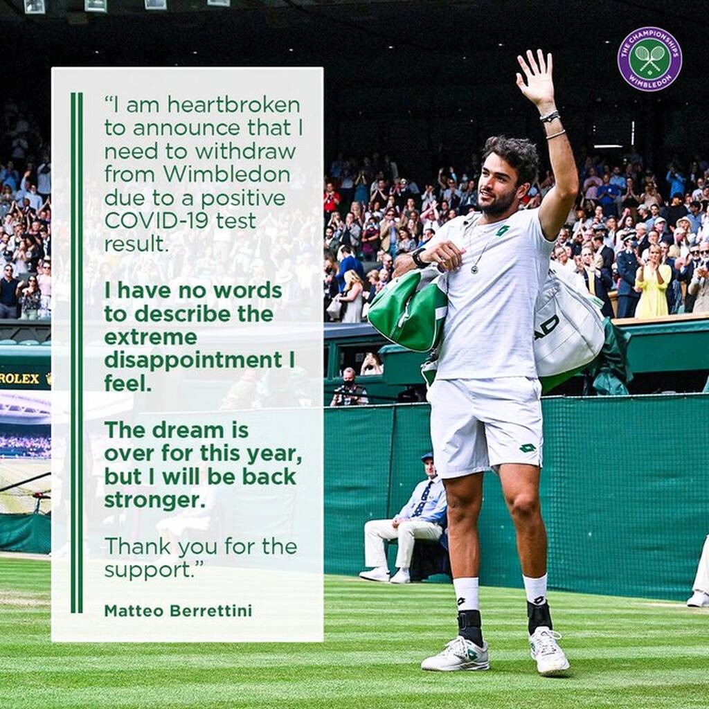 Wimbledon: Αποσύρθηκε λόγω κορονοϊού ο Ματέο Μπερετίνι, ανησυχίες και για τον Νόβακ Τζόκοβιτς