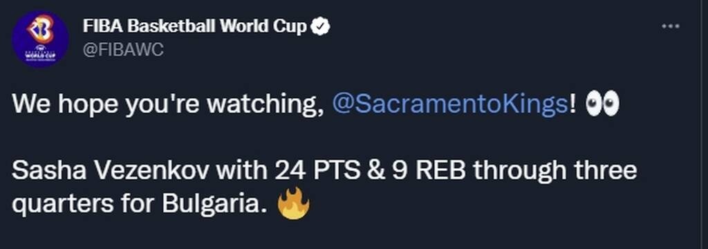 FIBA για την εντυπωσιακή εμφάνιση του Βεζένκοφ: «Κινγκς, ελπίζουμε πως βλέπετε» (photo)