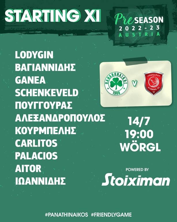 Παναθηναϊκός-Αλ Ντουχαϊλ: Βασικοί Λοντίγκιν, Γκάνεα - Διάταξη 4-4-2 για το «τριφύλλι»