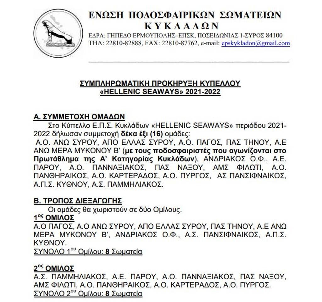 Κύπελλο Ελλάδας: Στην κλήρωση ομάδα που δεν συμμετείχε καν στο Κύπελλο της Ένωσής της