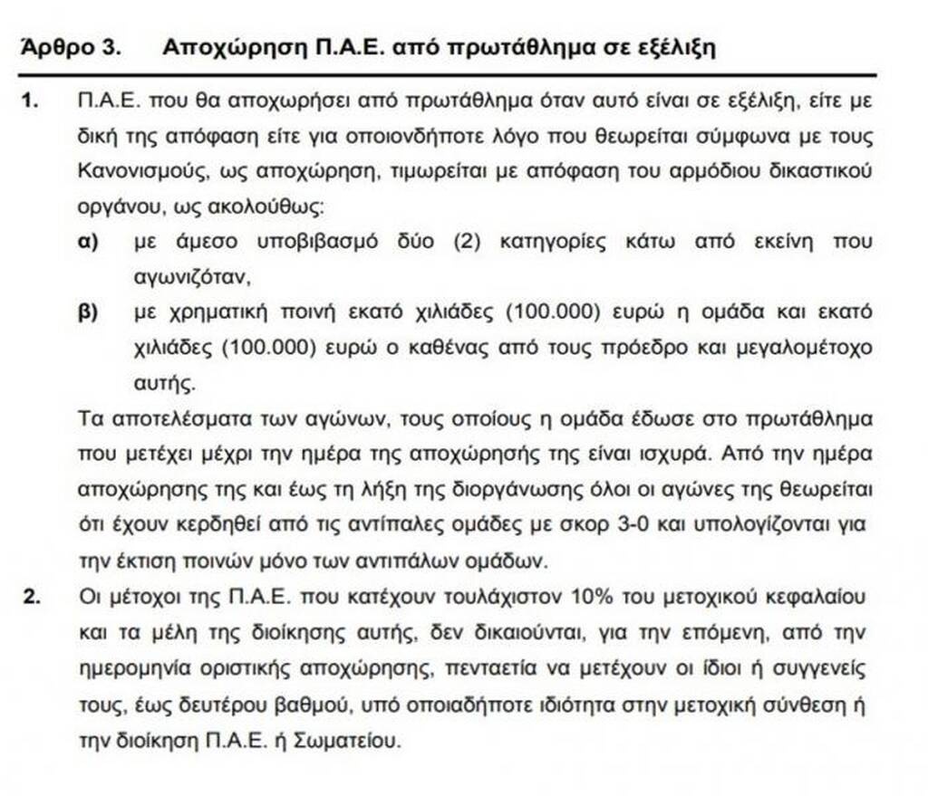 Ολυμπιακός: Υποβιβασμός στη Γ' Εθνική εάν αποχωρήσει (photo)