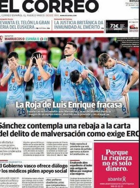 El Correo: «Η ρόχα του Λουίς Ενρίκε απέτυχε»