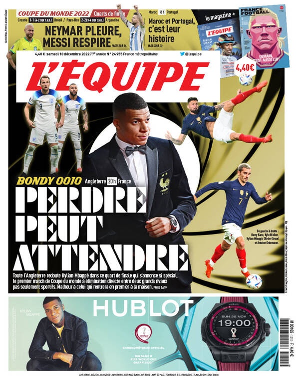 Μουντιάλ 2022: Μυθικό πρωτοσέλιδο της «L’ Equipe» με Εμπαπέ ως Τζέιμς Μποντ