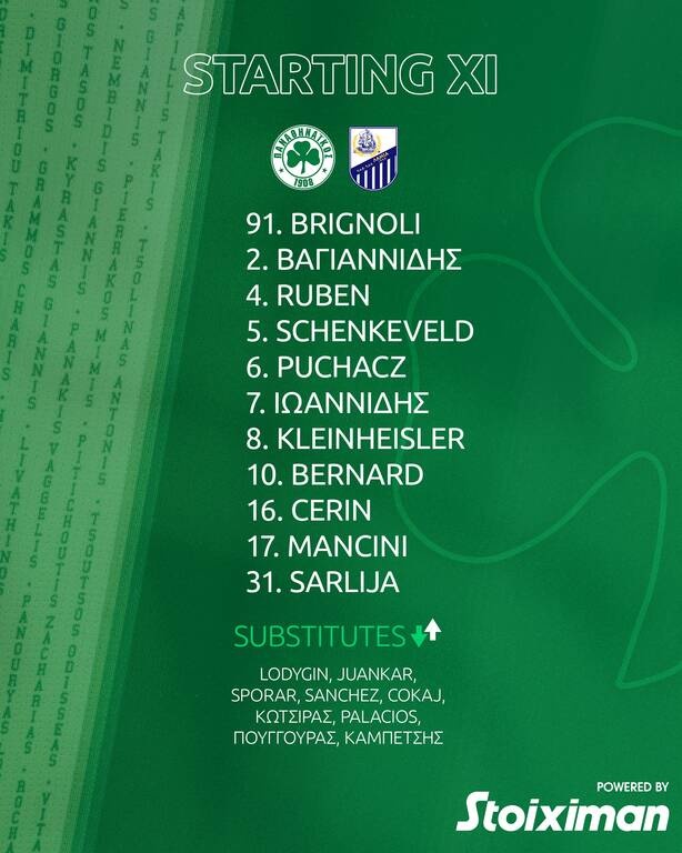Παναθηναϊκός-Λαμία: Ενδεκάδα με Μαντσίνι, Κλεϊνχέισλερ, στον πάγκο ο Παλάσιος, εκτός ο Βέρμπιτς!