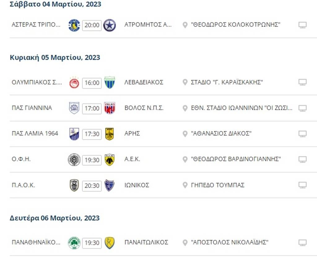 Βαθμολογία Super League: «Κλείδωσε» τα play offs ο Άρης - Το πρόγραμμα μέχρι το τέλος
