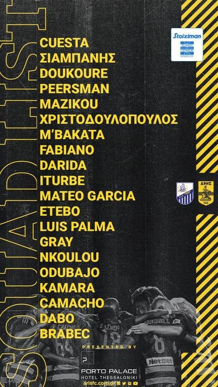 Άρης: Επιστροφή Φαμπιάνο | Εκτός ο Ρουπ