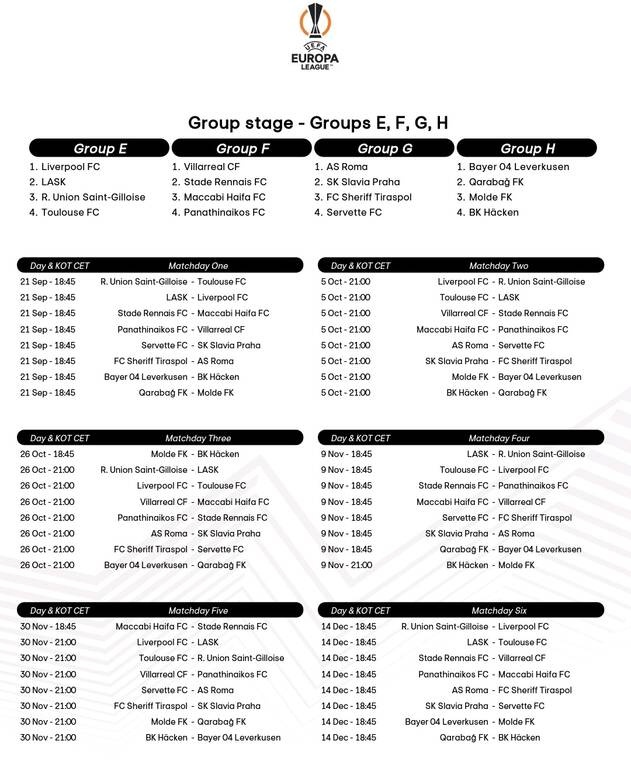 Europa League: Βγήκε το πρόγραμμα Ολυμπιακού, Παναθηναϊκού και ΑΕΚ | Πέμπτη όλα τα ματς