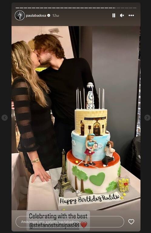 Στέφανος Τσιτσιπάς: Η έκπληξή του στην Πάουλα Μπαντόσα για τα γενέθλιά της και η τούρτα υπερπαραγωγή