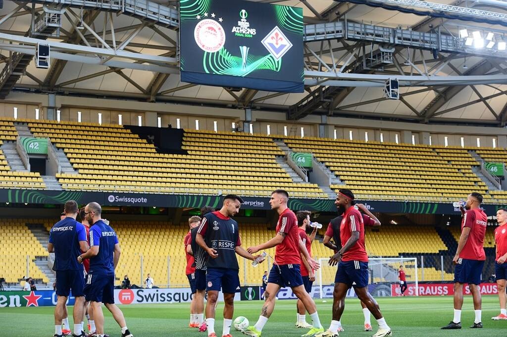 Τελικός Conference League, Ολυμπιακός – Φιορεντίνα: Η προπόνηση των «ερυθρόλευκων» στην «OPAP Arena»