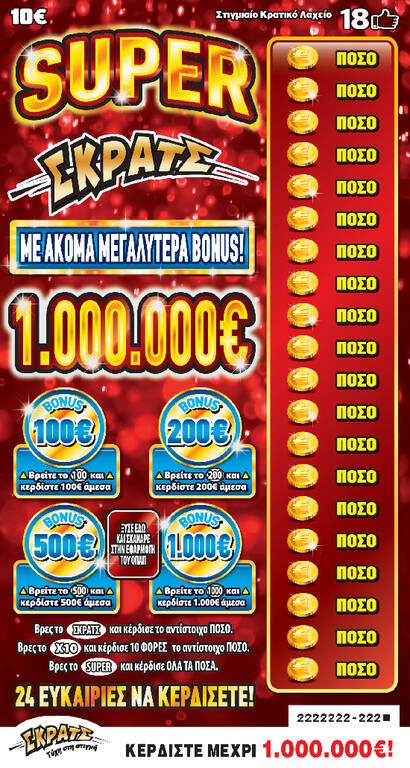 Εκατομμυριούχος στη στιγμή - Τυχερός παίκτης στη Σούδα Χανίων κέρδισε 1.000.000 ευρώ