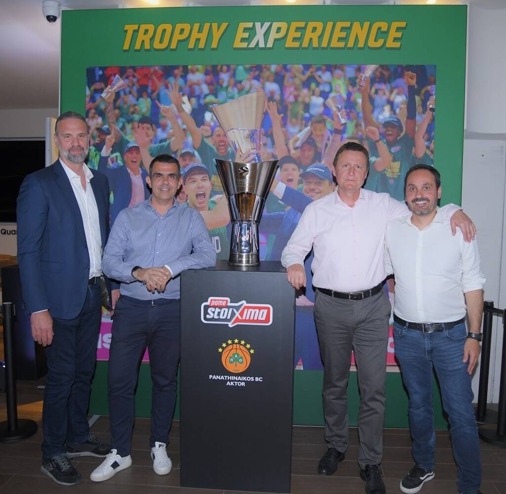 Ο European Ambassador της ΚΑΕ Παναθηναϊκός AKTOR, Φραγκίσκος Αλβέρτης, o Chief Sales & Marketing OPAP Stores Officer του ΟΠΑΠ, Φώτης Ζησιμόπουλος, ο Chief Financial Officer του ΟΠΑΠ, Pavel Mucha, o Chief Online Officer του ΟΠΑΠ, Γιάννης Πανόπουλος