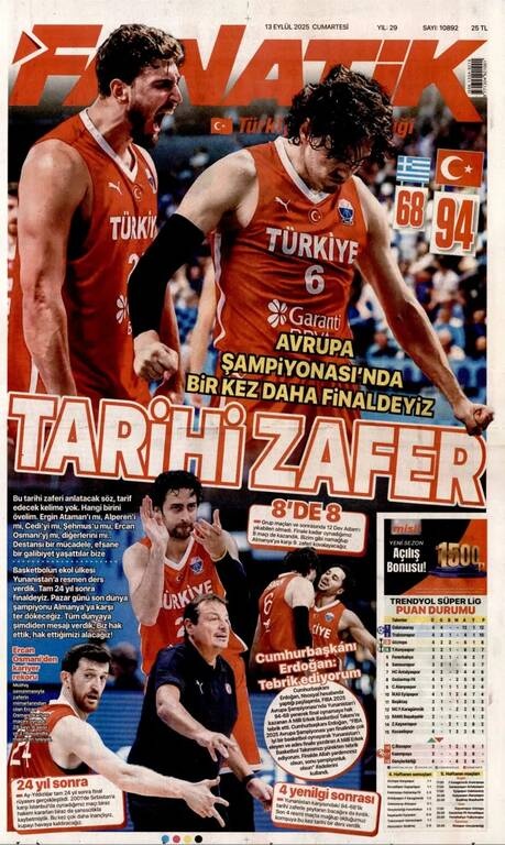 Eurobasket 2025: «Θάψαμε τους Έλληνες στο παρκέ» γράφει ο τουρκικός Τύπος μετά τον ημιτελικό