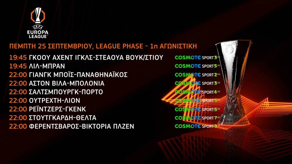 UEFA Europa League: Το «ταξίδι» Παναθηναϊκού και ΠΑΟΚ στη League Phase ξεκινά στην COSMOTE TV