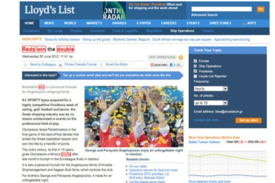 «Lloyds List»: «Προσωπικός θρίαμβος των Αγγελόπουλων»