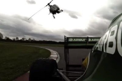 Ελικόπτερο κυνηγά μονοθέσιο της Φόρμουλα 1! (video)