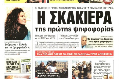Τα πρωτοσέλιδα του πολιτικού Τύπου της Δευτέρας (15/12)