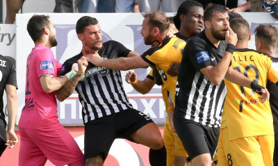 ΟΦΗ-Άρης: Καρέ-καρέ η σύρραξη των ποδοσφαιριστών! (photos)