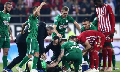 Ολυμπιακός-Παναθηναϊκός: «Πάγωσαν» με Διούδη,  σοκαριστικές στιγμές στο ντέρμπι! (photos)