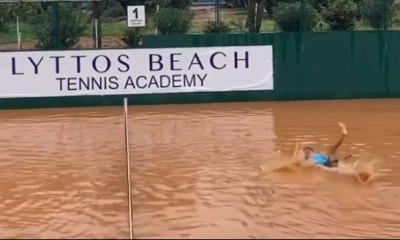 Κακοκαιρία-Κρήτη: Πλημμύρισε το «Στέφανος Τσιτσιπάς» και ο αδερφός του έκανε… βουτιές (video+photos)
