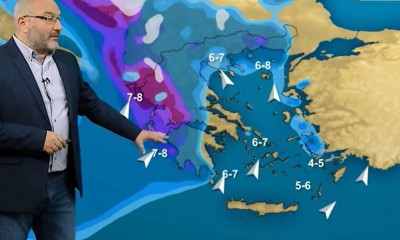 Καιρός - Αρναούτογλου: Γρίφος η Αττική, το πιθανό σενάριο χιονοπτώσεων της Δευτέρας