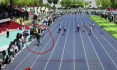 Επικό σκηνικό με κάμεραμαν σε αγώνα 100μ. - Έπαθε... Μπολτ και τους πέρασε όλους (video+photos)