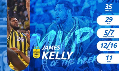 ΕΣΑΚΕ: «Back to back» MVP ο Τζέιμς Κέλι!