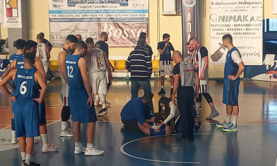 «Πάγωσαν» σε αγώνα μπάσκετ στη Νάξο - Αθλητής αποχώρησε με φορείο (video+photos)