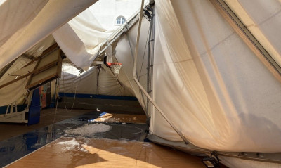 Πανιώνιος: Καταστράφηκε το γήπεδο μπάσκετ από την κακοκαιρία «Ελπίδα» (photos)