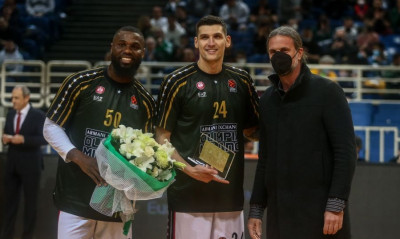 Παναθηναϊκός ΟΠΑΠ-Αρμάνι Μιλάνο: Τιμήθηκαν για την προσφορά τους στην ομάδα Μήτογλου και Μπέντιλ