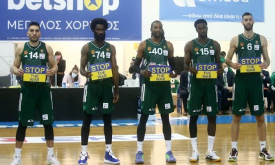 Ιωνικός-Παναθηναϊκός ΟΠΑΠ: Μήνυμα κατά του πολέμου πριν από το τζάμπολ (photos)